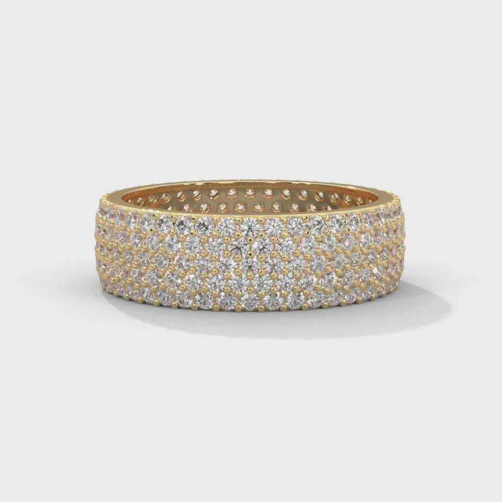 Round Cut Multi-Row Moissanite Pave Eternity Band in 10K gold