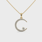 Moon Diamond Pendant Necklace in 18k Gold