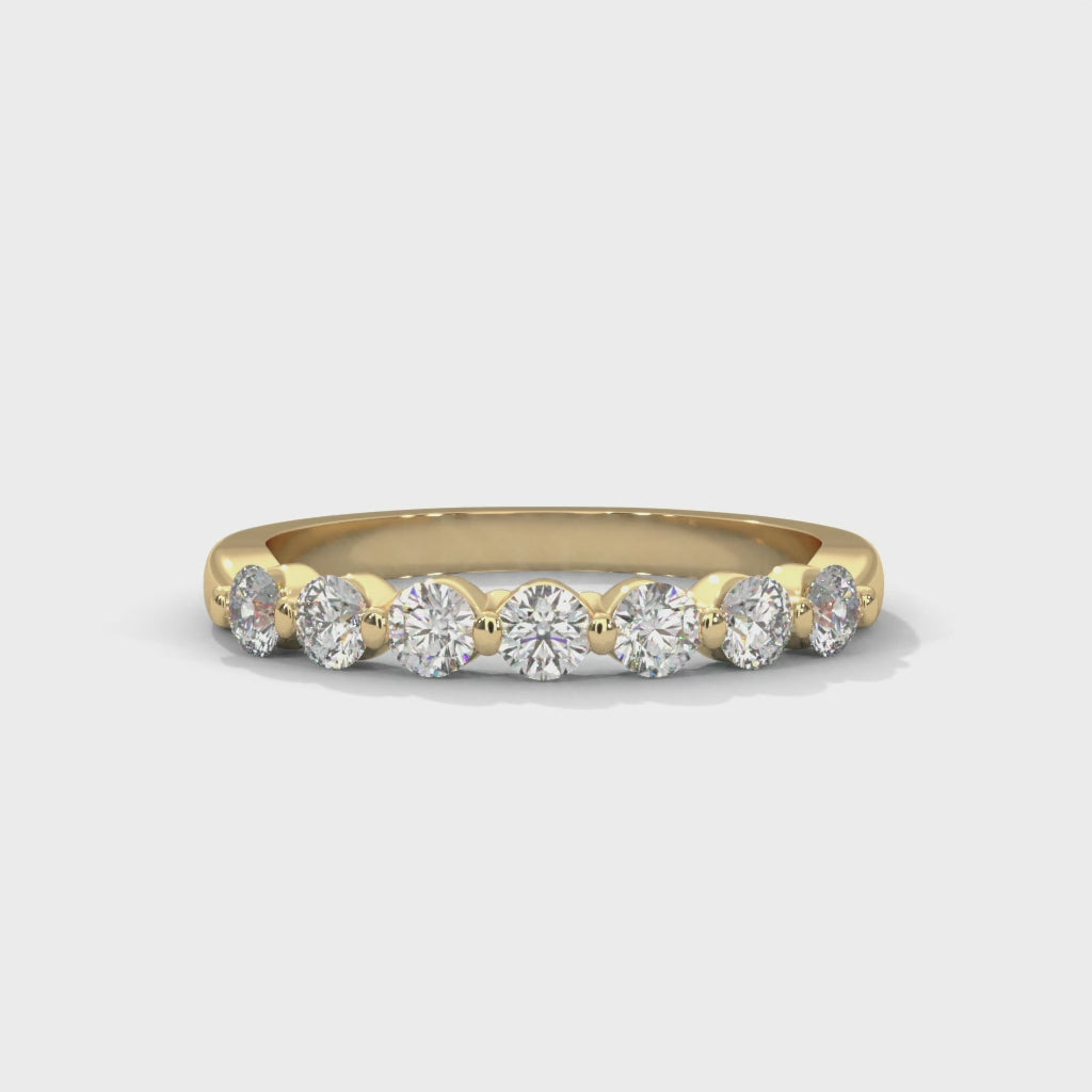 7 Stone Moissanite Half Eternity Band In 18K Gold
