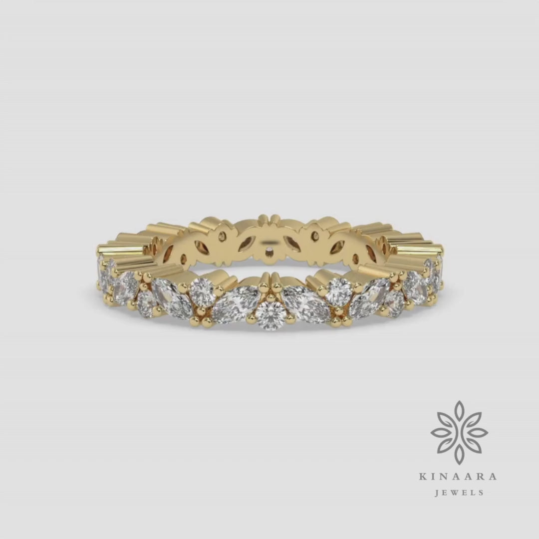 Marquise & Round Cut Moissanite Full Eternity Band