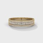 Baguette & Round Moissanite Gold Wedding Band in 18K Gold
