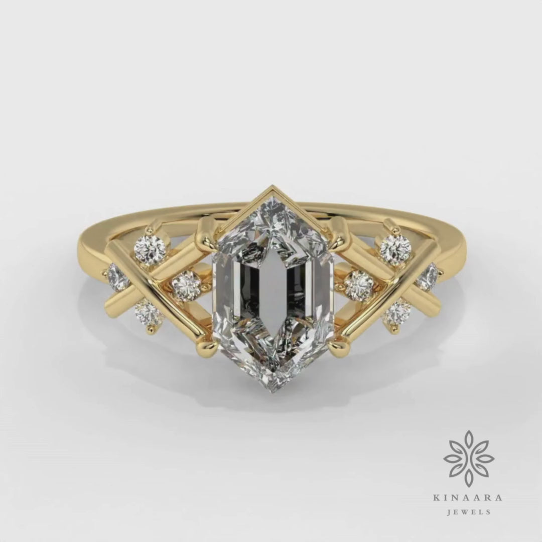 Hexagon Cut Lab Grown Diamond Ring4