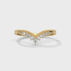 v shaped curved wedding band in 14K Yellow Gold