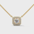 Halo Pendant with Round Lab Grown Diamond in 10k Gold