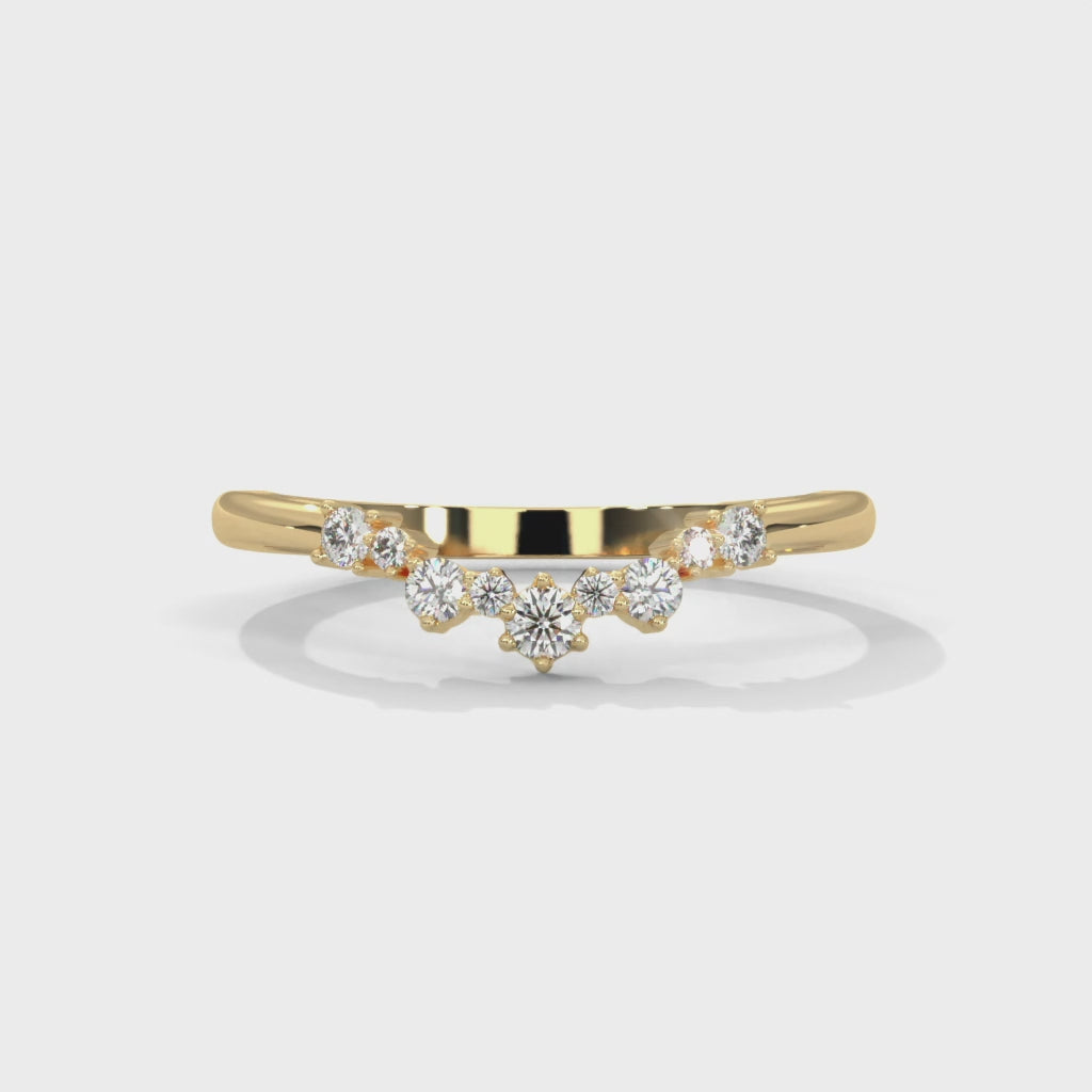 round cut moissanite curved half eternity band in Gold