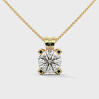 Round cut Lab Diamond Solitaire Pendant with Four Flat Prong setting
