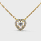 Heart Design Round Diamond Pendant with Halo