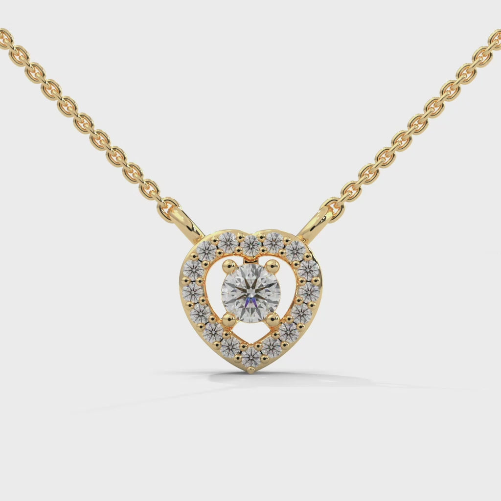 Heart Design Round Diamond Pendant with Halo