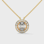 Oval Halo Diamond Pendant with Lab Grown Diamond in 18K Gold