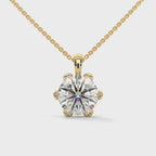 Round Cut Lab Grown Diamond Solitaire pendant with 6 Prong Setting, Pendant with chain