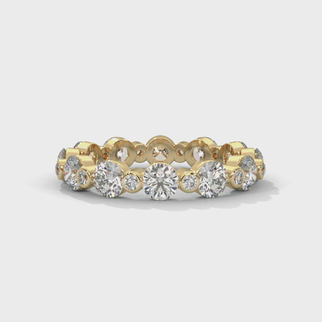 Rose Gold Moissanite Eternity Band with Alternating Design in 10K Gold