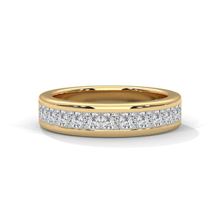 Princess Cut Moissanite Half Eternity Band with Channel Set