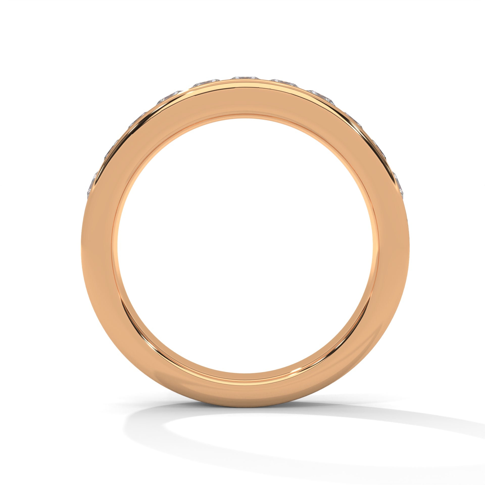 princess cut diamond wedding band in 10K Rose gold