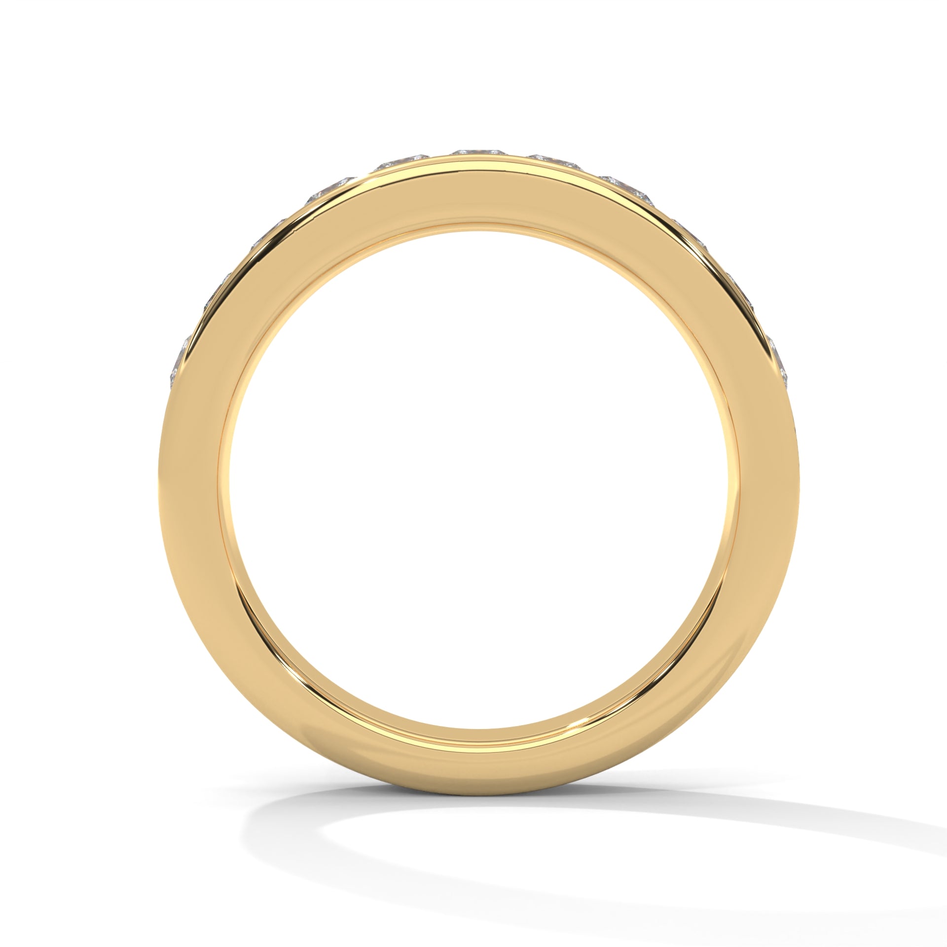 princess cut diamond wedding band in 10K Yellow gold