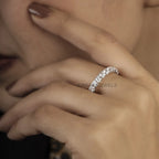 princess moissanite half eternity band in gold