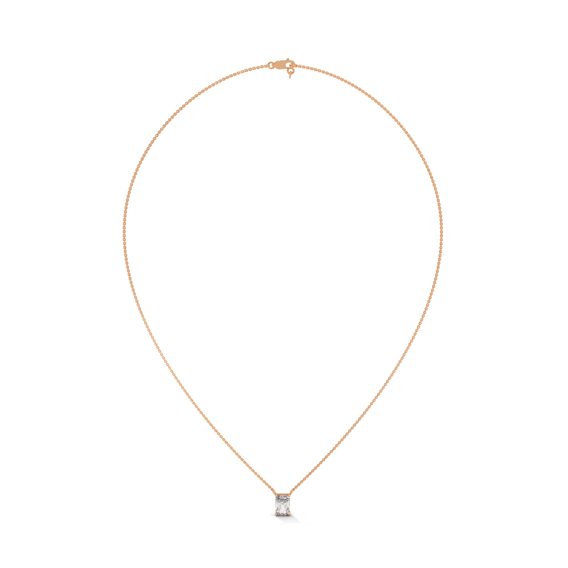 radiant cut solitaire pendant