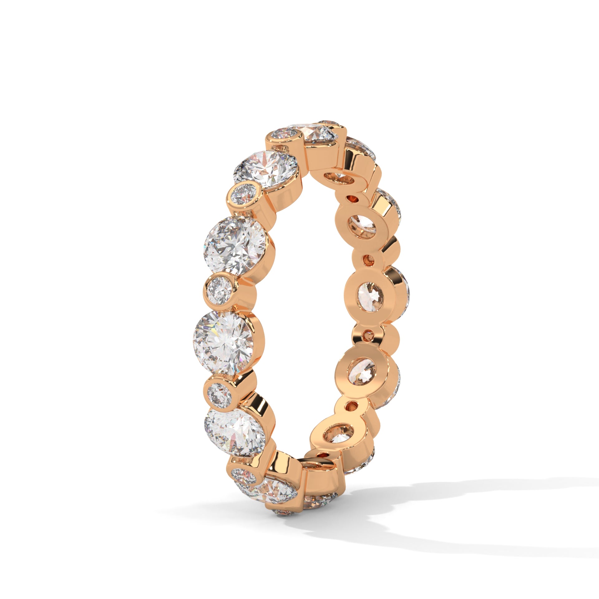 rose gold moissanite eternity band