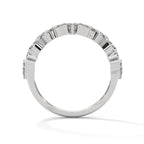 round and marquise cut moissanite half eternity band in 10K White gold