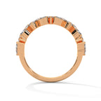round and marquise cut moissanite half eternity band in 10K rose gold