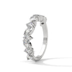 round and marquise cut moissanite half eternity band in White gold