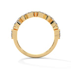 round and marquise cut moissanite half eternity band in Yellow gold