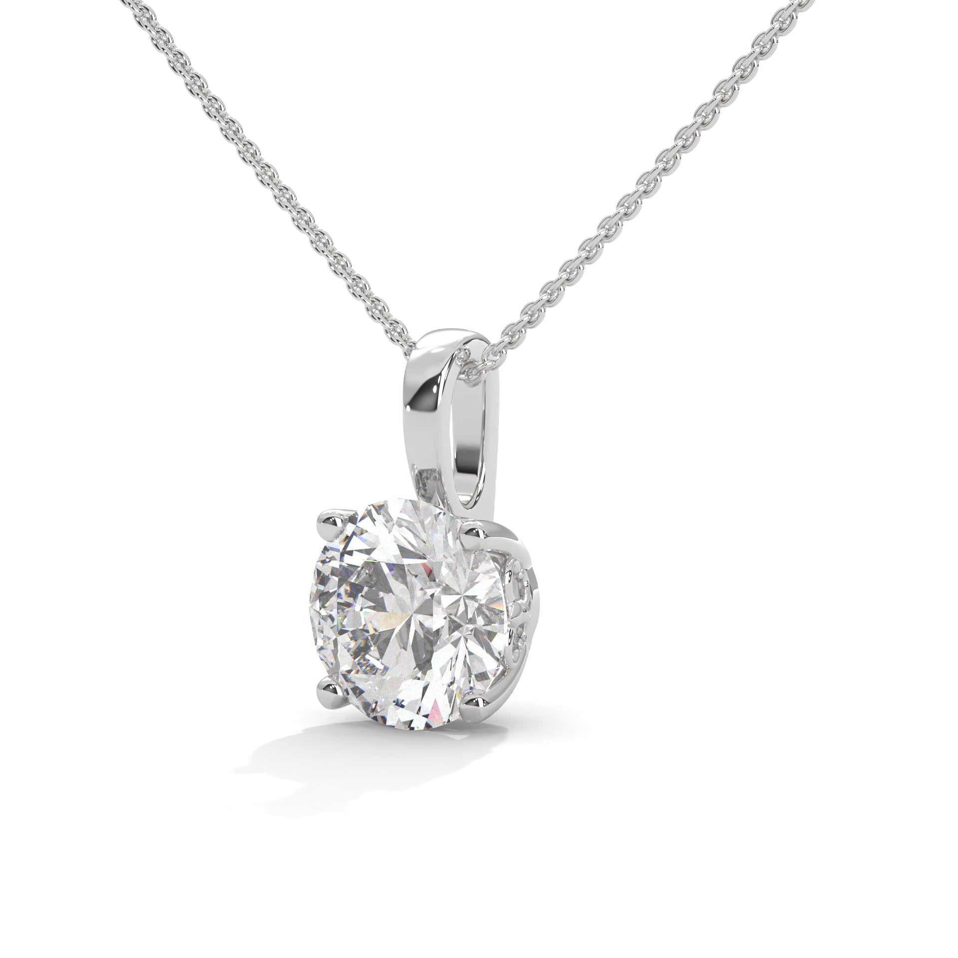 round cut Dioamond solitaire pendant in 10K white gold