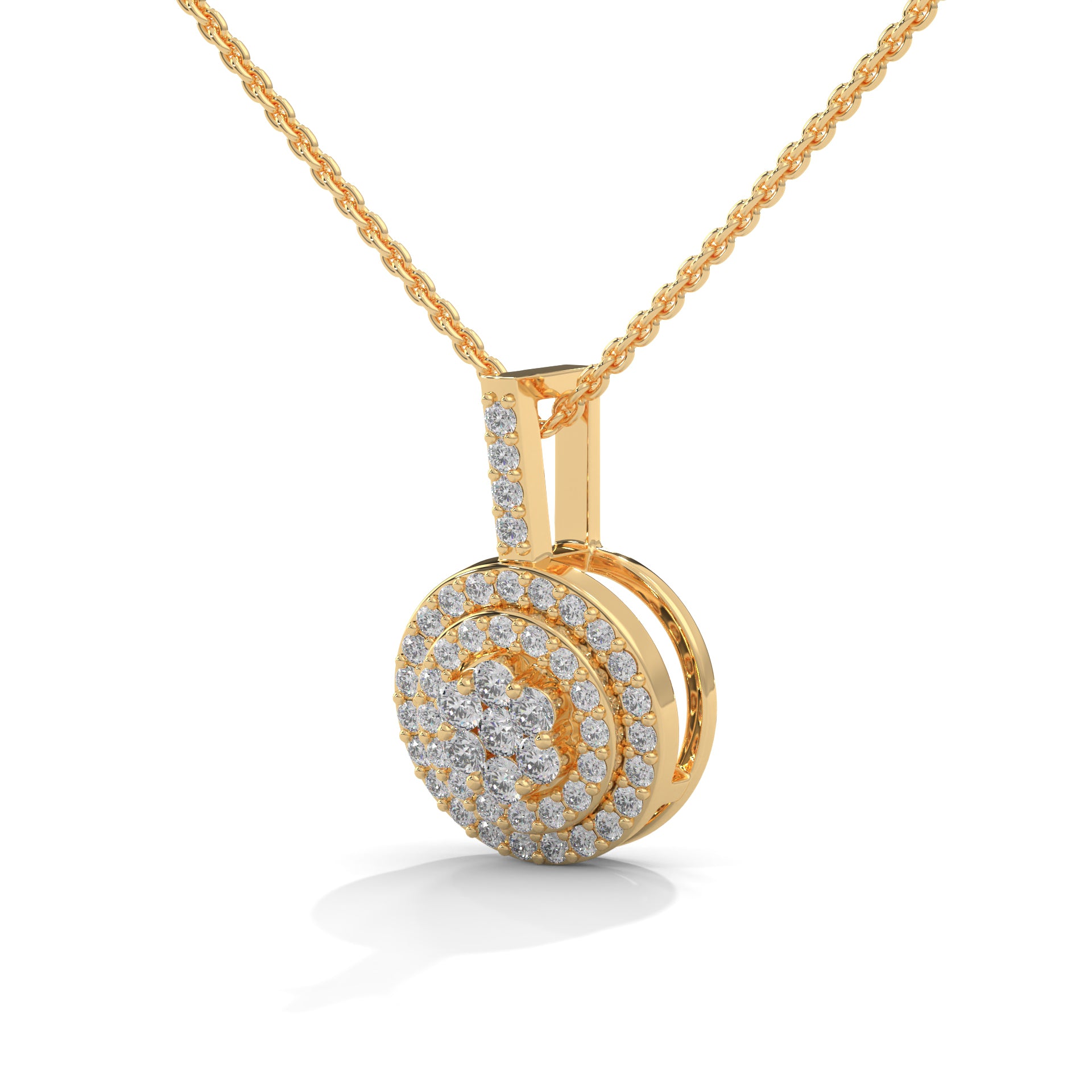 round cut diamond flower design pendant