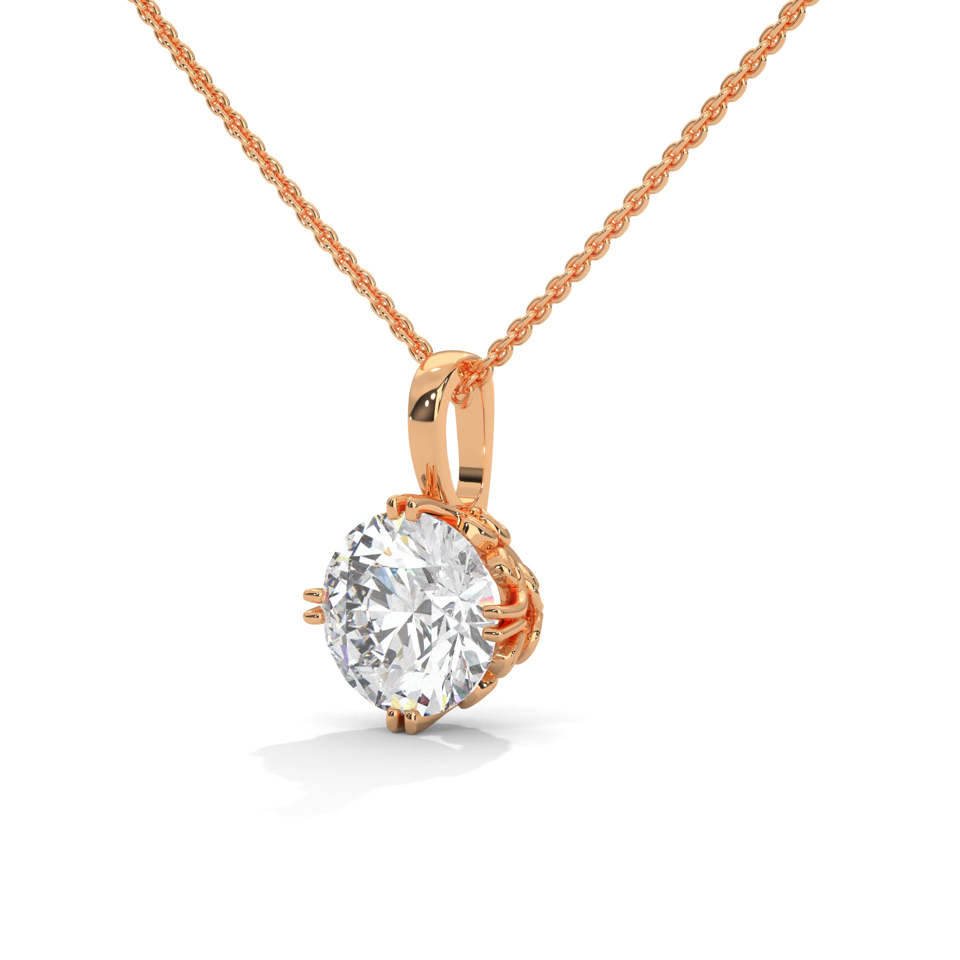 round cut diamond solitaire pendant