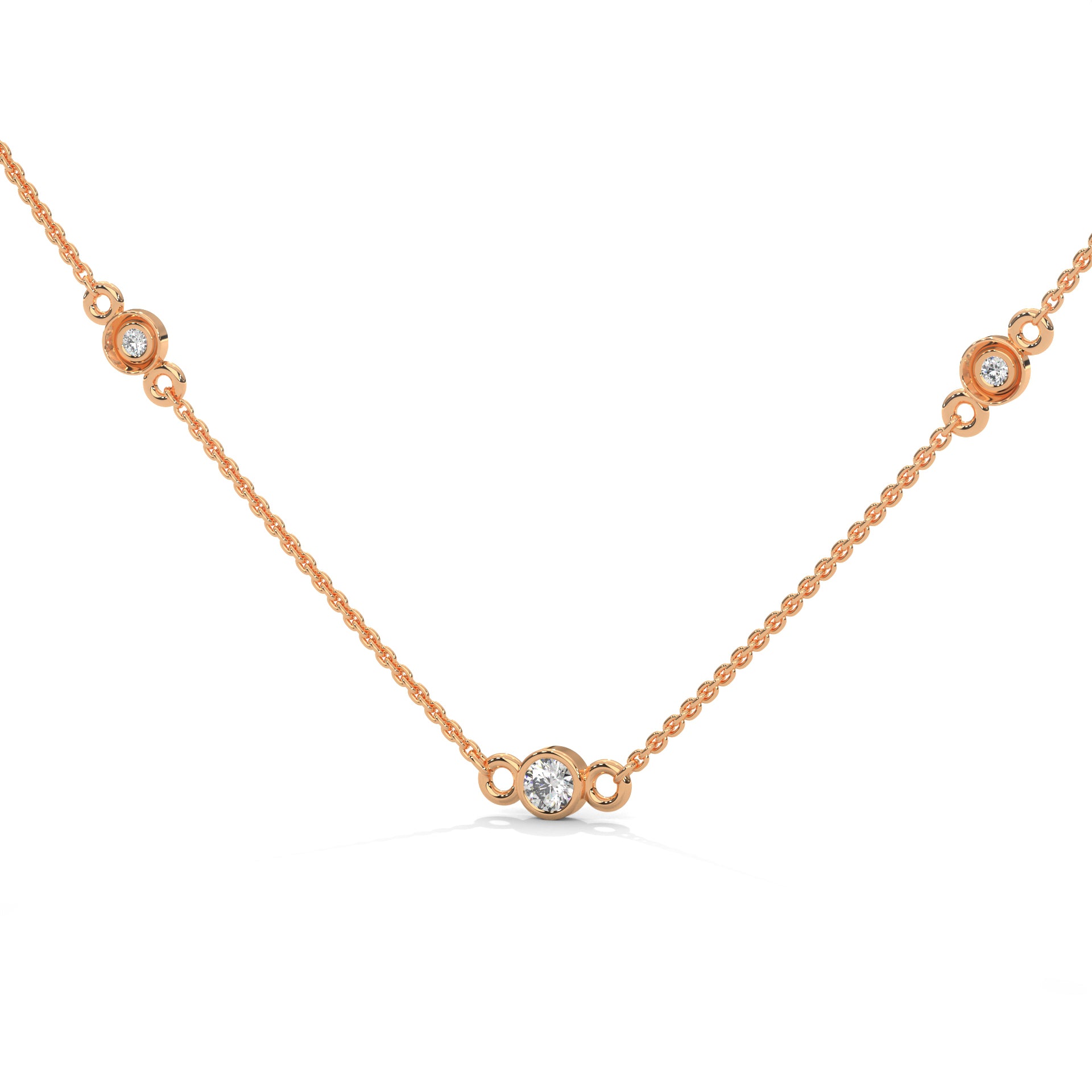 round cut lab grown diamond solitaire bezel set pendent with chain