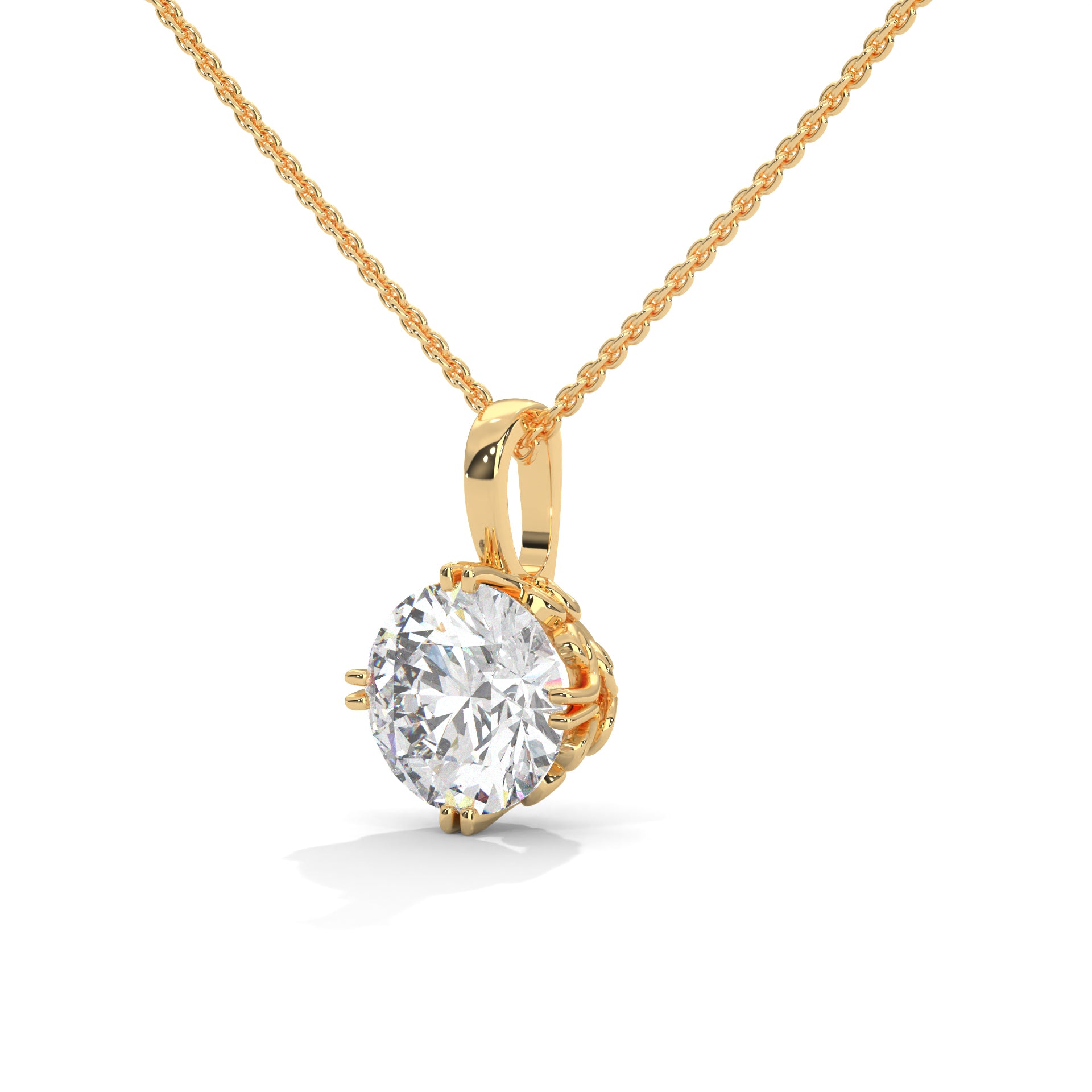 round cut lab grown diamond solitaire pendant
