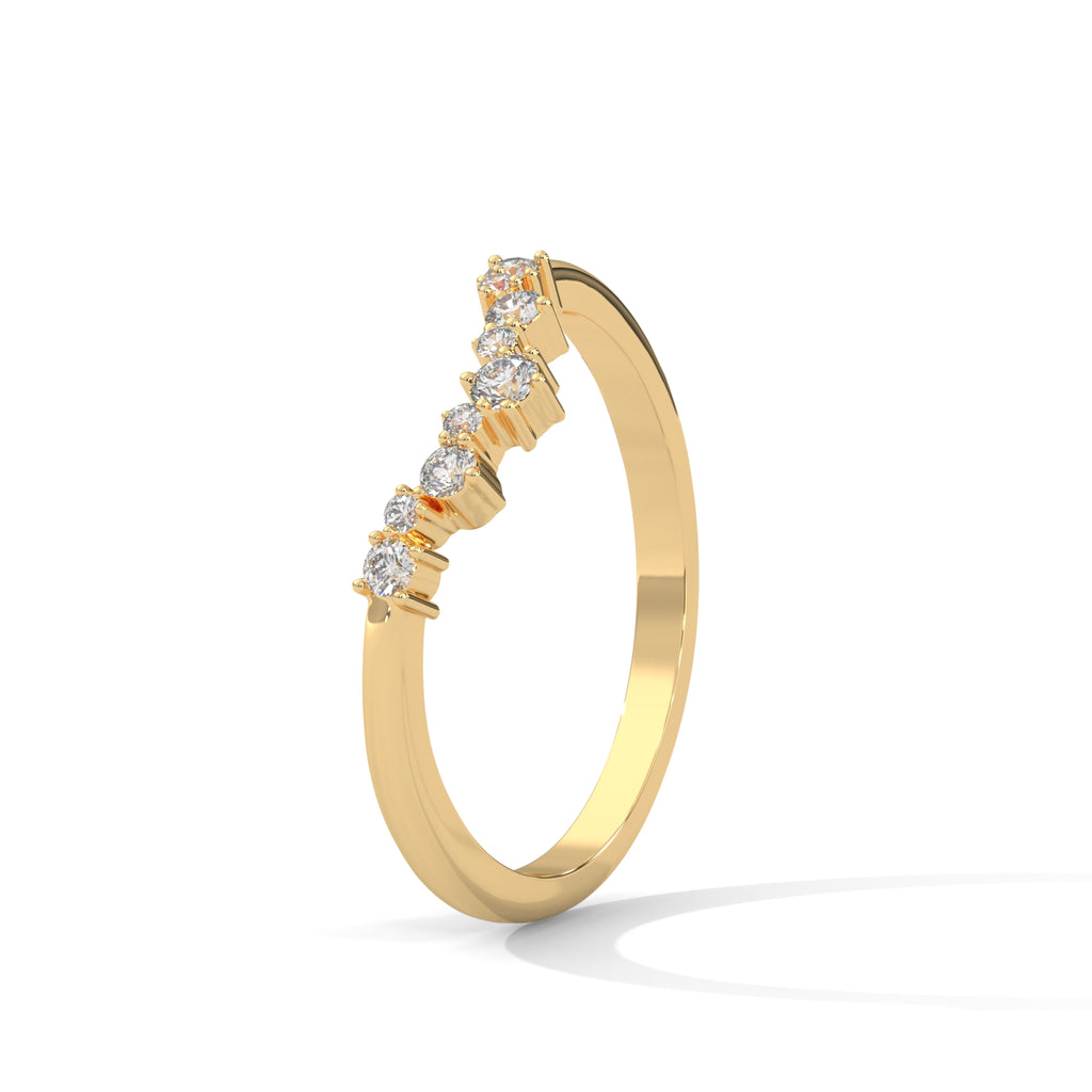round cut moissanite curved half eternity band