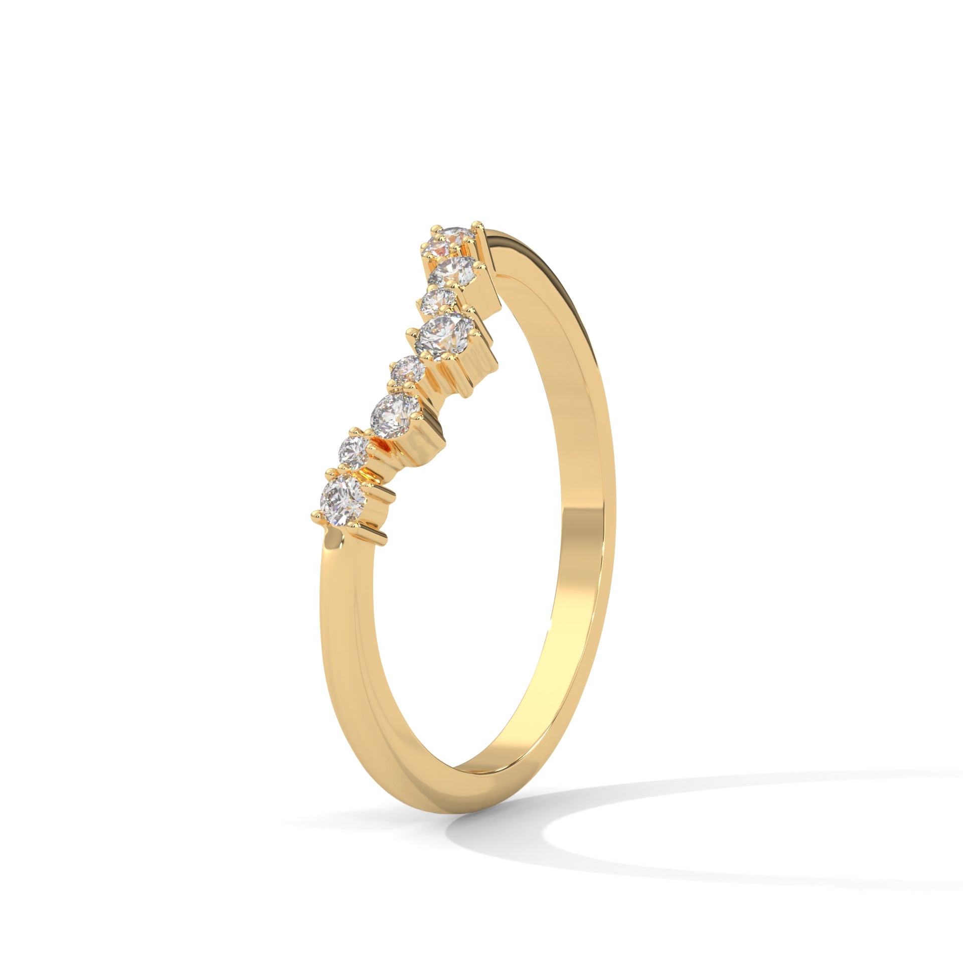 round cut moissanite curved half eternity band