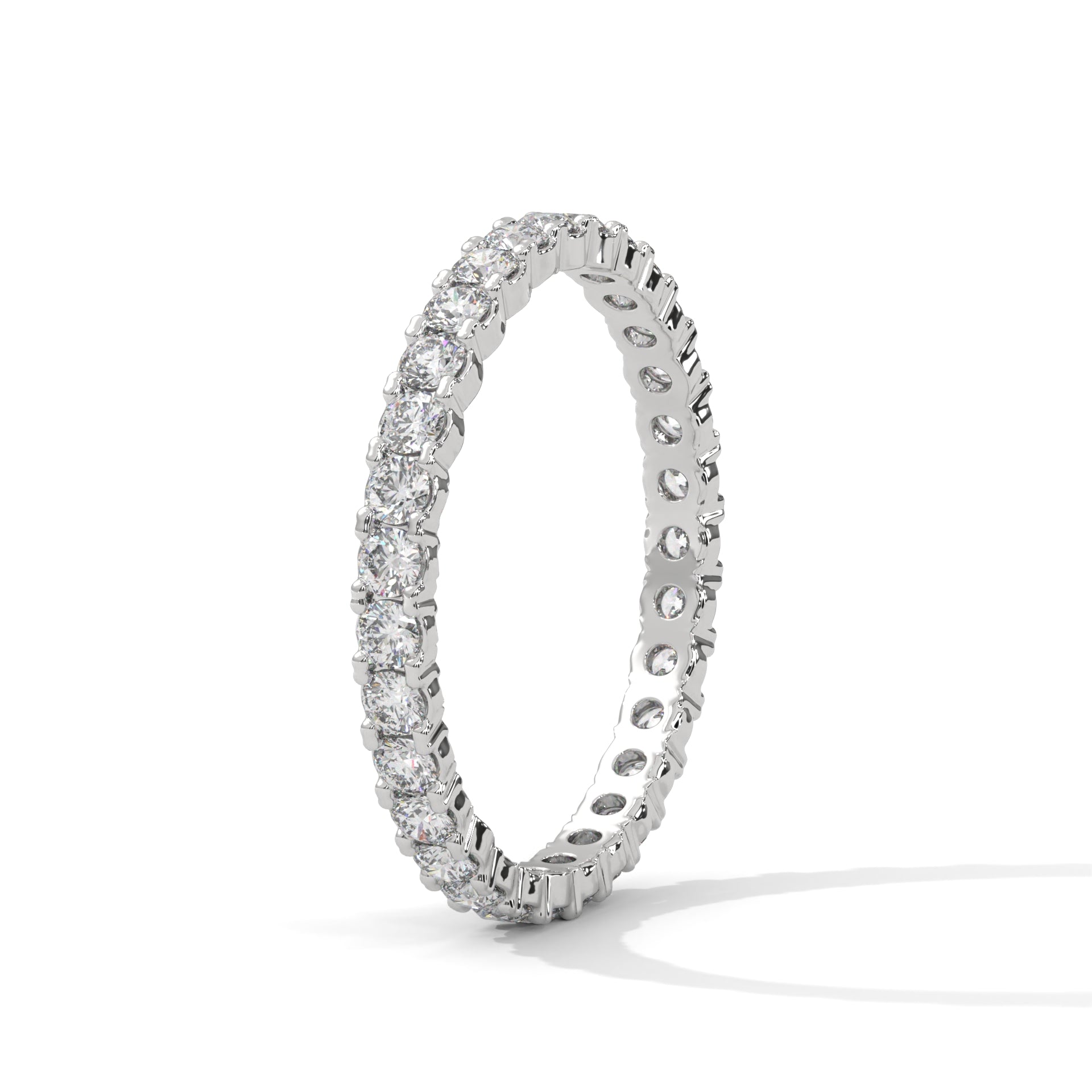 round cut moissanite eternity wedding band