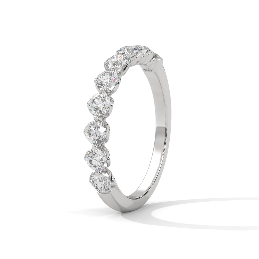 round cut moissanite half eternity band