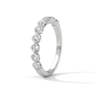 round cut moissanite half eternity band