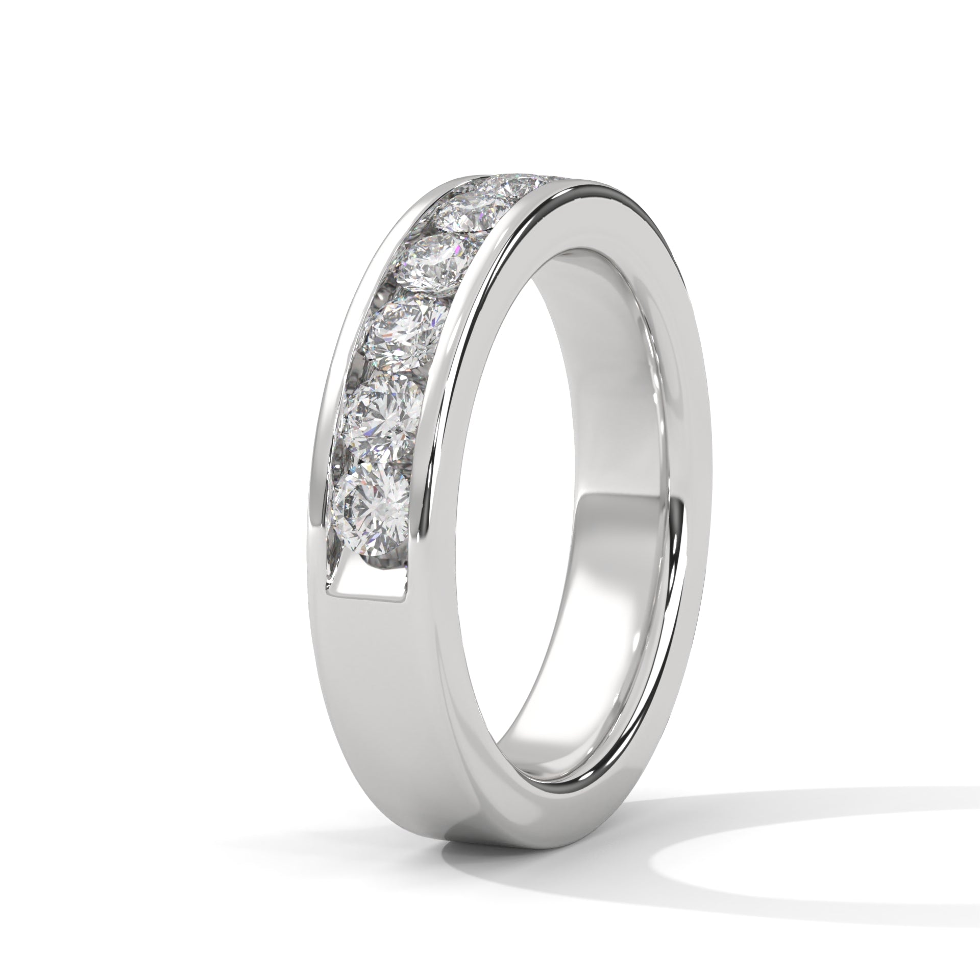 round cut moissanite wedding band