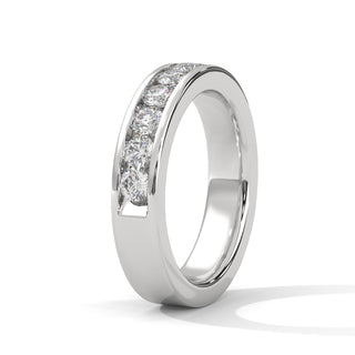 round cut moissanite wedding band