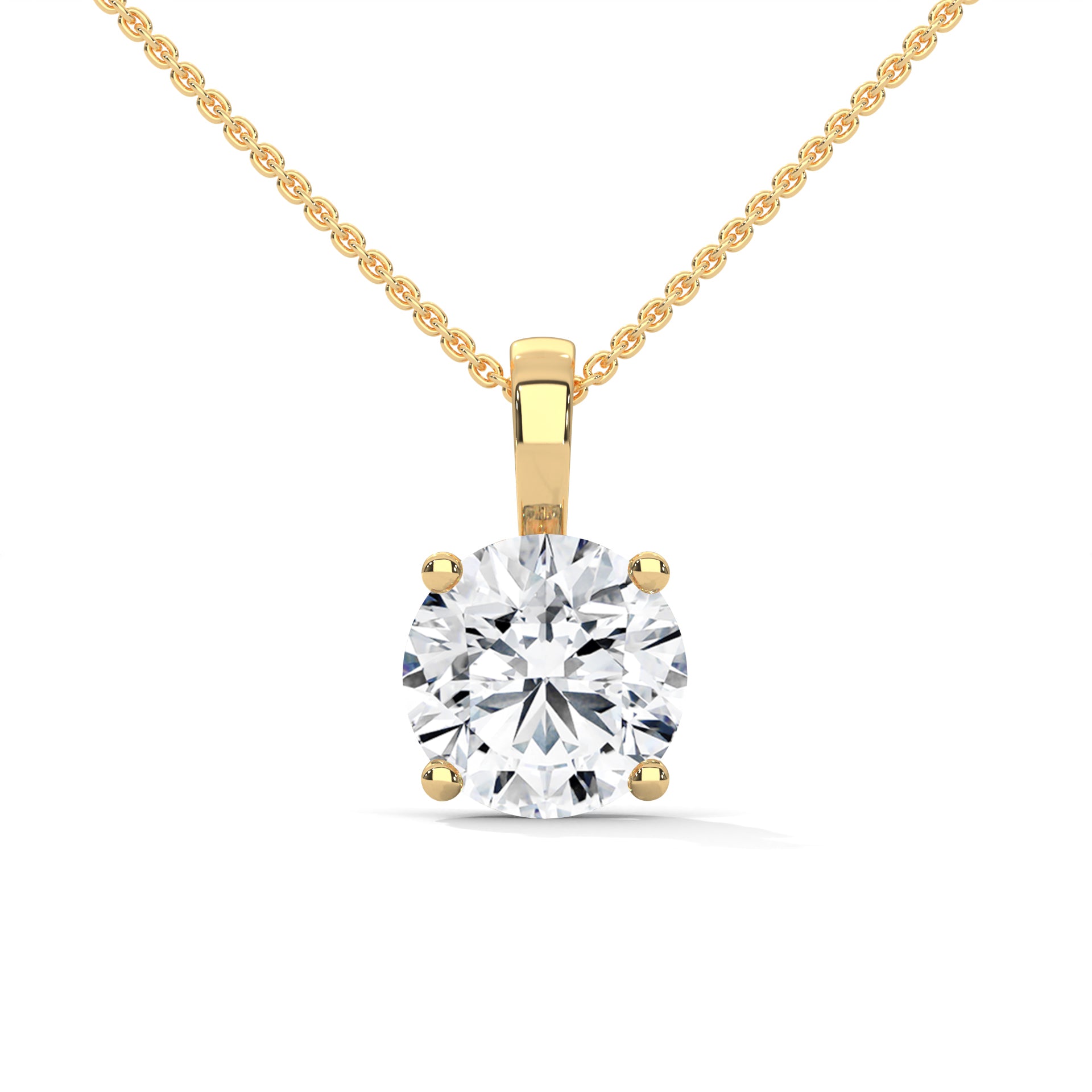 round cut solitaire pendant chain