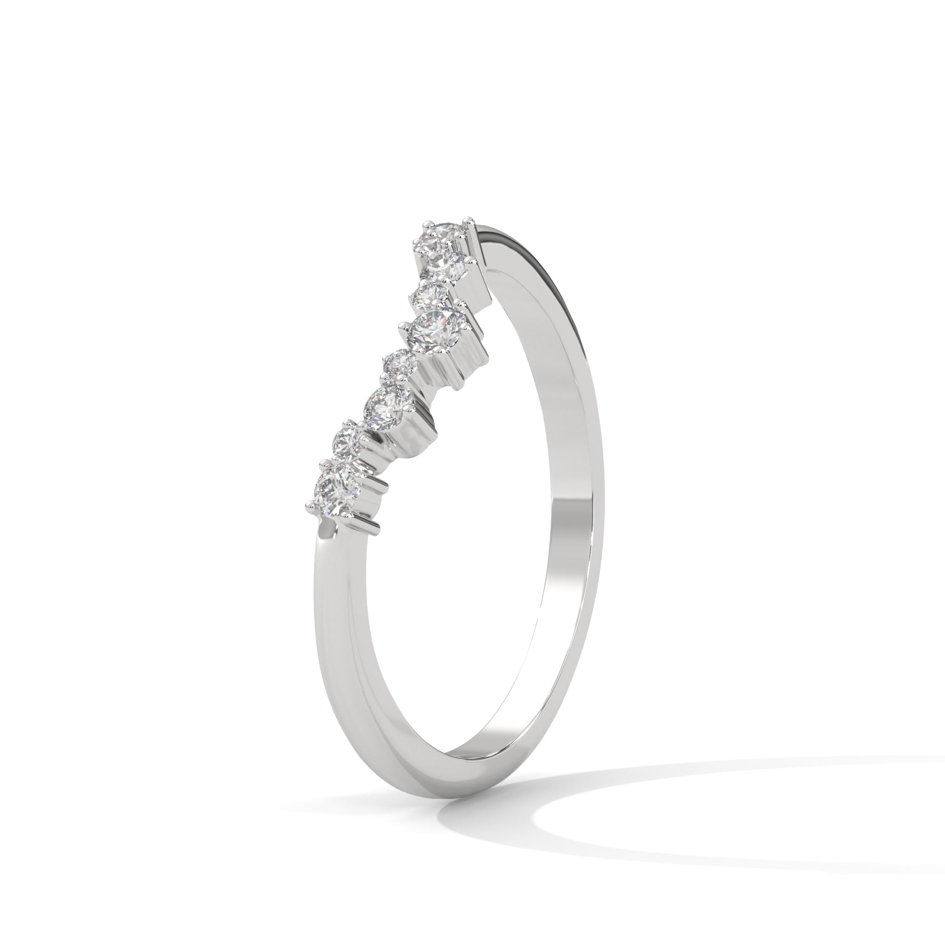 round moissanite curved eternity band