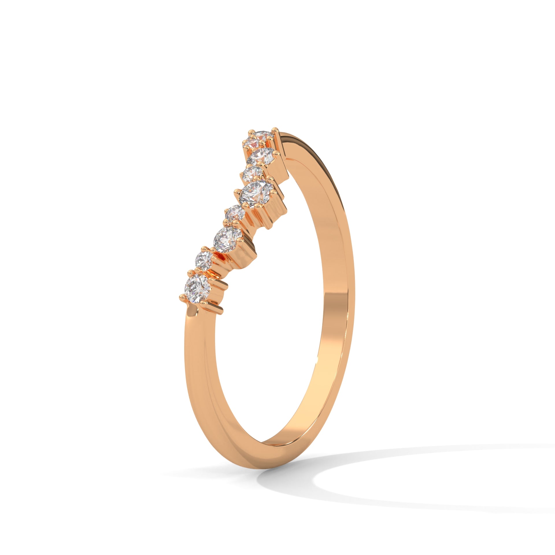 round moissanite curved half eternity band