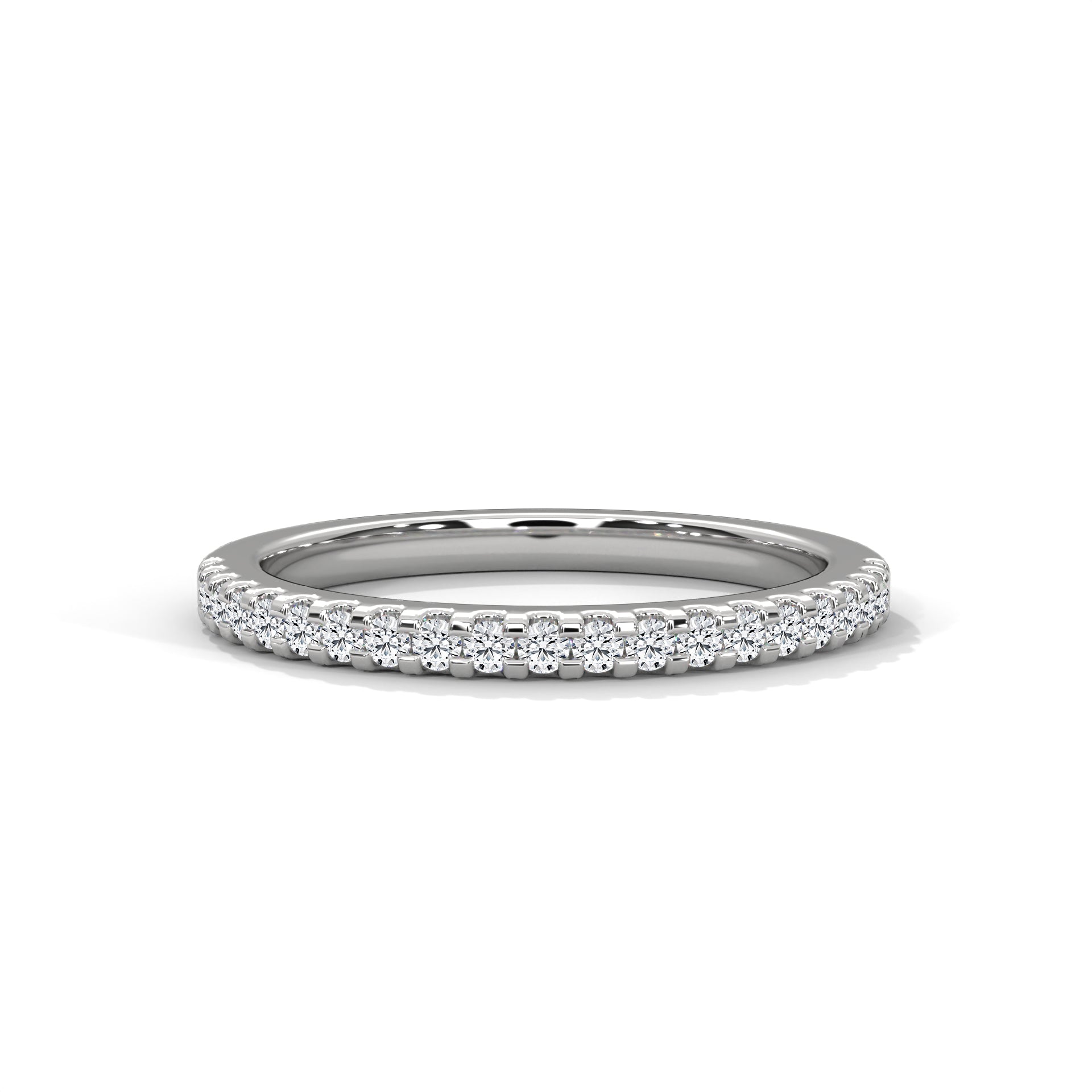 round moissanite gold wedding band