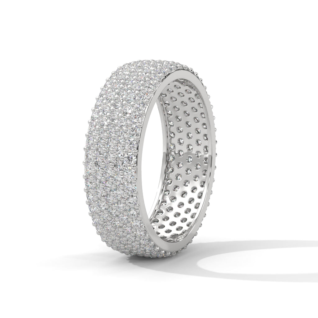 round moissanite pave eternity ring