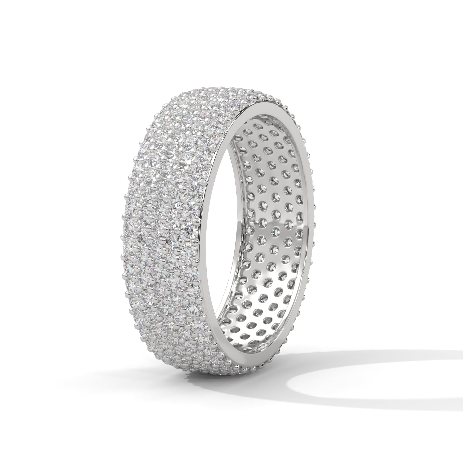 round moissanite pave eternity ring