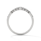 round moissanite v shaped wedding band in 10K White Gold