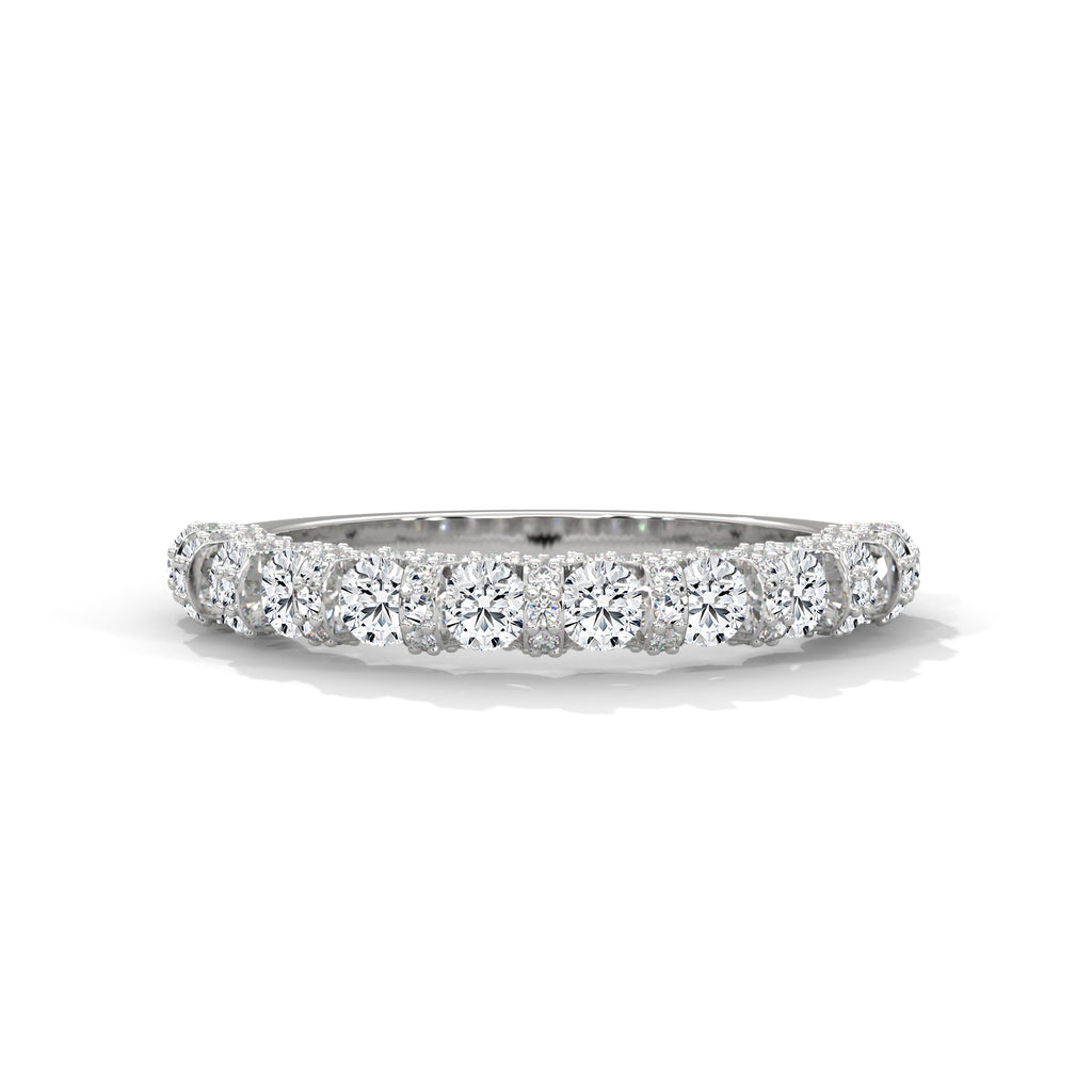 round shape moissanite u prong half eternity wedding band