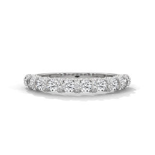 round shape moissanite u prong half eternity wedding band