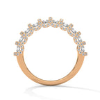 round shape moissanite u prong half eternity wedding band in rose gold