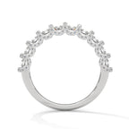 round shape moissanite u prong half eternity wedding band in white gold