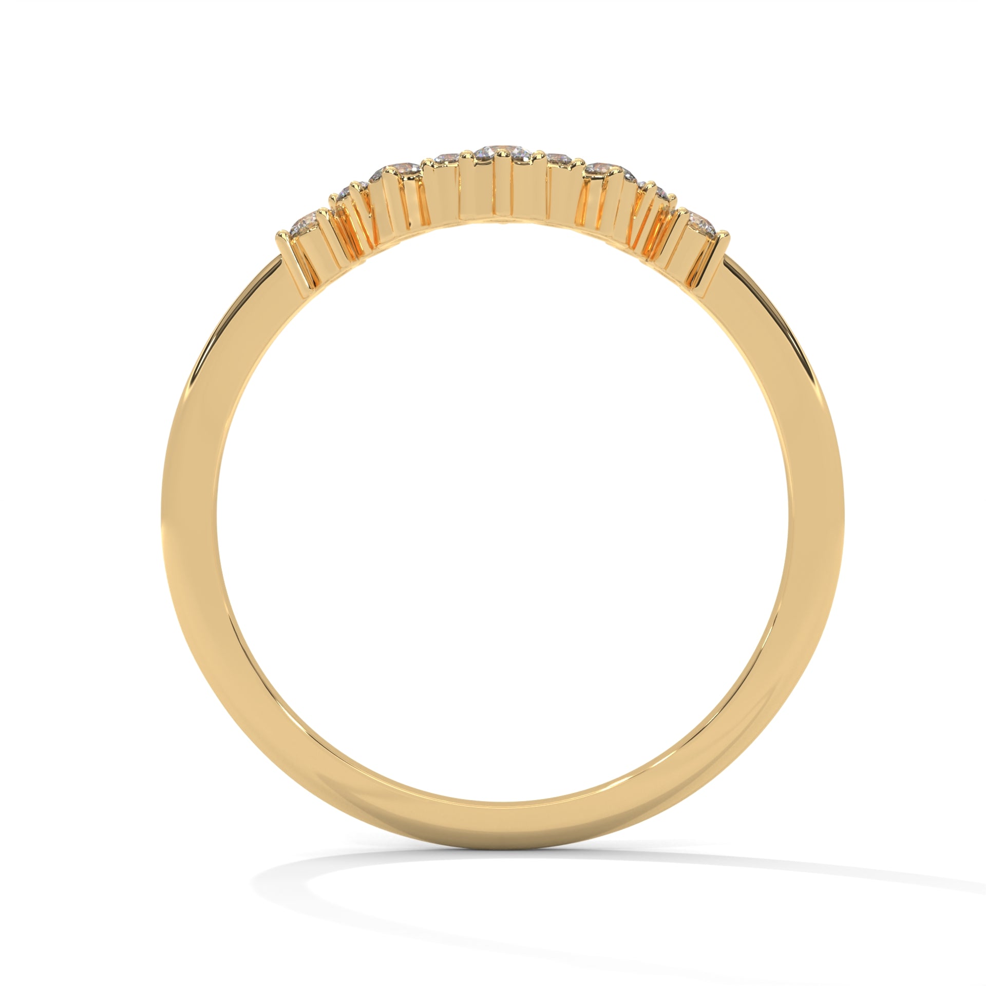 seven moissanite curved half eternity band