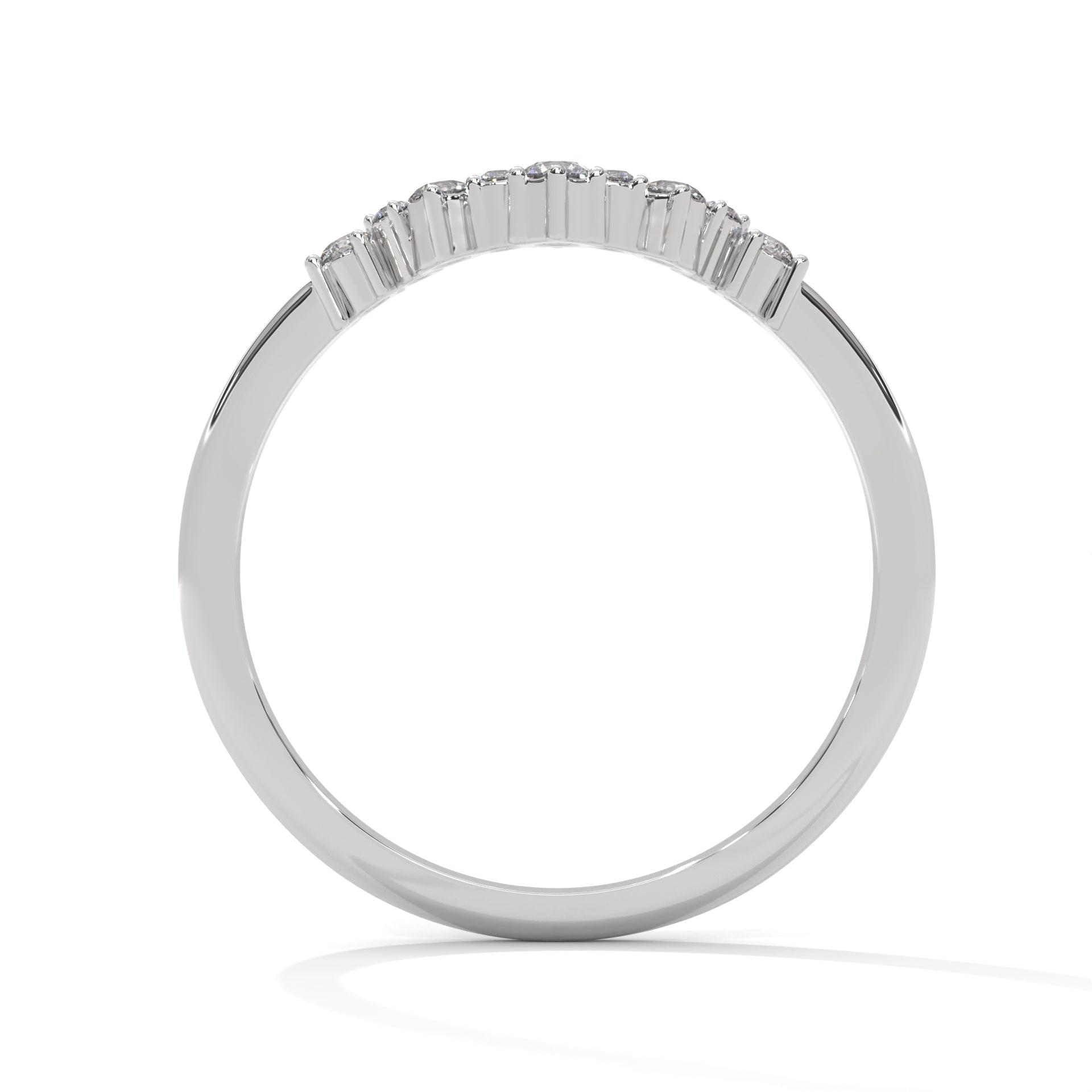 seven round moissanite curved half eternity band